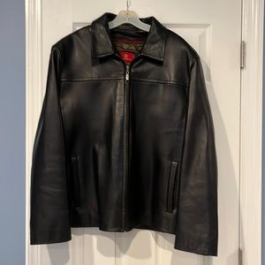 Cole Haan Men’s XXL Black Lambskin Leather Quilted Lined Zippered Jacket